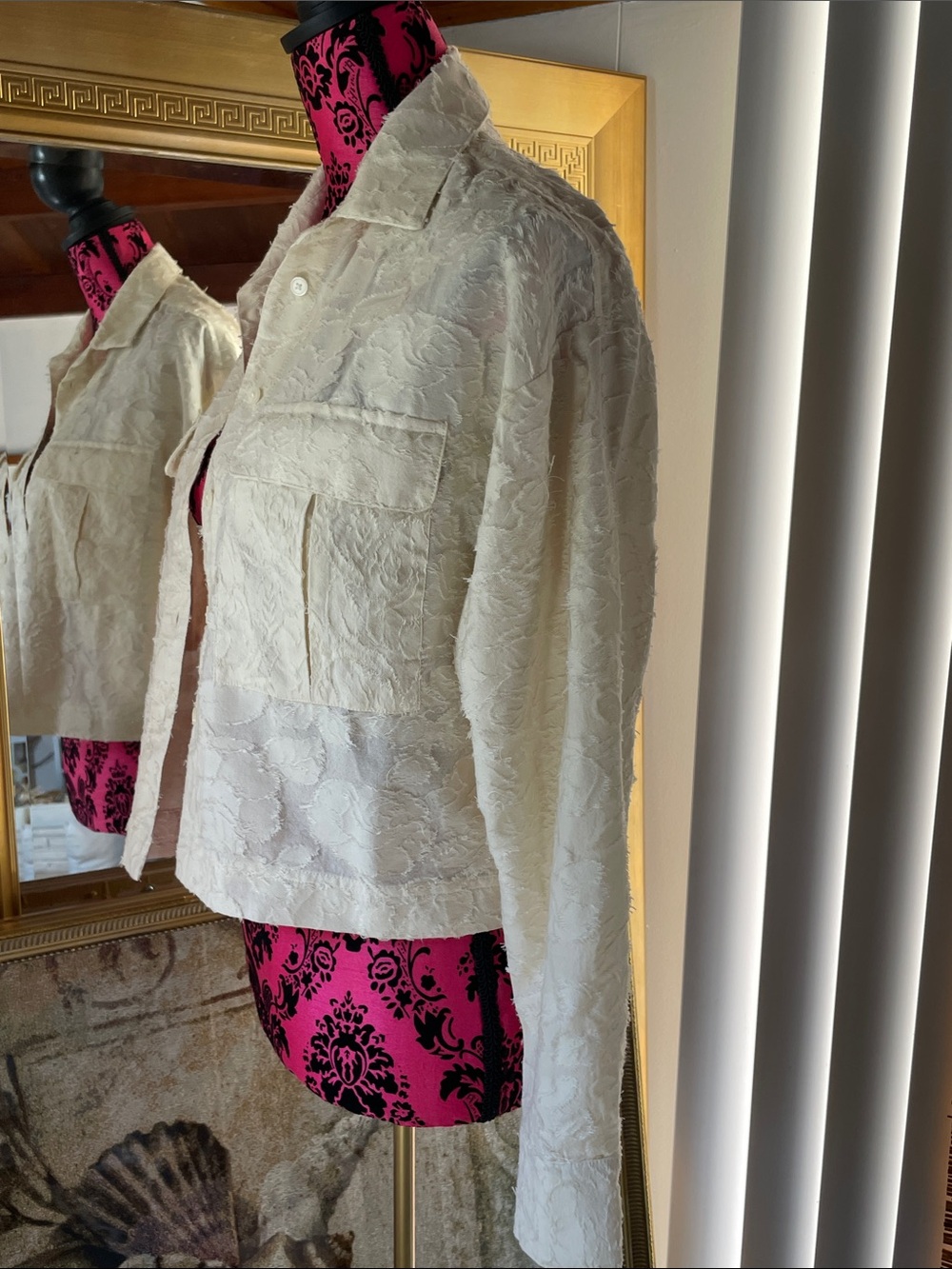 LOFT Cream Textured Button-Front Shirt - Picture 5 of 9